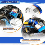 PTNHZ Universal Stainless Steel Air Intake Filter Cover Heat Shield Fits for 2.5-3.5" Cone or Cylinder Filter Burnt Blue