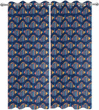 Fish Outdoor Curtains for Patio Vintage National Wind Fish Blue Waterproof Outside Curtains with Grommet Top Weatherproof Curtain for Cabana Pergola Gazebo, 2 Pack, 54" W x 84" L