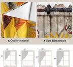 Sunflowers Swag Valances for Windows, Retro Flower Barn Doors Butterfly Farmhouse Brown Rod Pocket Kitchen Curtains Valance, Kitchen Window Curtains Swag for Cafe Living Room, 2 Panels, 36x63 inch
