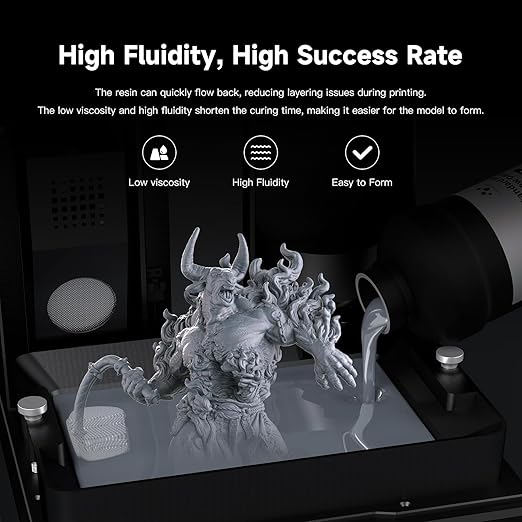 Nova3D ABS-Like 3D Printer Resin 2.0,Enhanced Toughness and Strength, High Precision, Low Odor, Broad Compatibility with All 12K/14K LCD Resin 3D Printers (Gray,500g)