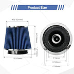 Universal Clamp On Air Intake Filter fits 3 In /3.5 In /4 In Three Different Size, Cone Air Intake Filter（Blue）