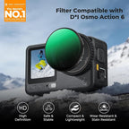 K&F CONCEPT Snap On Variable ND Filter Compatible with DJI Osmo Action 6, ND4-32 Limited Stops Neutral Density Light Reduction Filters Multi-Coated HD Optical Glass Action Camera Accessories