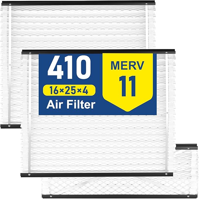 2Pack 410 Replacement Filter Compatible with AprilAire Size:16x25x4 Whole House Air Purifiers model:1410, 1610, 2140, 2410, 2416, 3410, 4400, MERV 11