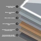 Bathroom Mirror with LED Lights, Lighted Bathroom Makeup Wall Mounted Mirror with Demister Pad, 3-Color Dimmable LED Light, for Wall Decor, Vanity, Living Room(A,50x70cm)