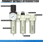 Heavy Duty Industrial Grade 3/4" NPT 3 Stage Air Drying System,Coalescing Filter, Particulate Filter, Desiccant Dryer and Air Regulator, Manual Drain, For Plasma Cutter and Paint Spray