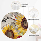 Red Yellow Sunflowers Bedroom Curtains 63 Inch Length, Window Curtains Tab Top, Retro Rustic Barn Doors Butterfly Brown Light Filtering Window Treatments Drapes 42"x63" 2 Panel