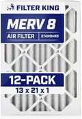 Filter King 13x21x1 Air Filter | 12-PACK | MERV 8 HVAC Pleated A/C Furnace Filters | MADE IN USA | Actual Size: 13 x 21 x .75"
