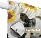 Yellow Sunflowers Swag Valances for Windows, Country Cow Flower Butterfly Farmhouse Cream Rod Pocket Kitchen Curtains Valance, Small Window Curtains Swag for Cafe Living Room, 2 Panels, 36x36 inch