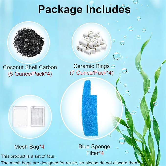 4 Set Complete Media Maintenance Kit Compatible with Seachem Tide 75-Gallon (300L) Filters for Large Aquariums