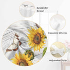 Yellow Sunflowers Bedroom Curtains 63 Inch Length, Window Curtains Tab Top, Vintage Country Flowers Butterfly Wood Board Light Filtering Window Treatments Drapes 42"x63" 2 Panel