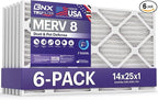 BNX TruFilter 14x25x1 Air Filter MERV 8 (6 Pack) - MADE IN USA – Dust & Pet Defense Electrostatic Pleated Air Conditioner HVAC AC Furnace Filters for Dust, Pet, Mold, Pollen MPR 600 – 700 & FPR 5