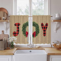 Red Green Christmas Kitchen Curtains 45 Inch Long 2 Panel Set, Rod Pocket Window Treatment, Xmas Botanical Winter Farmhouse Light Filtering Panels Short Drapes for Bathroom Camper 42"W x 45"L