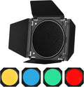 GODOX Barn Door with Honeycomb Grid 4 Color Gel Filters for 7 Inch Standard Reflector Replacement for GODOX SL60W SL150II SK400II Studio Light Portrait Still Life Photography