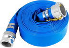 1.5" x 100 Ft Discharge Hose, Heavy Duty PVC Lay Flat Water Backwash Hose,Durable Pool Drain Hose with Aluminum CE Fittings for Water Pump And Filters