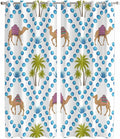 2 Panel Kitchen Cafe Curtains, Camels Palm Trees Sunlight Filtering Nature Air Through, Home Decor Window Covering Tier Curtains for Living Room 104W x 90L inch Tropical Desert Animal Plants Polka Dot
