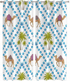 2 Panel Kitchen Cafe Curtains, Camels Palm Trees Sunlight Filtering Nature Air Through, Home Decor Window Covering Tier Curtains for Living Room 104W x 90L inch Tropical Desert Animal Plants Polka Dot