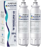 PUREPLUS Alkaline Replacement for ADQ73613401, LG® LT800P®, LT800PC, ADQ736134, ADQ73613402, LSXS26326S, LSXS26366S, LSXS26366D, 46-9490, Refrigerator Water Filter and LT120F® Air Filter, 2Pack