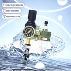 Auto Drain NPT 1/4 Air Regulator with Gauge,Air Compressor Water Separator with Accessories,Pneumatic Compressed Air Filter Pressure Oil Trap