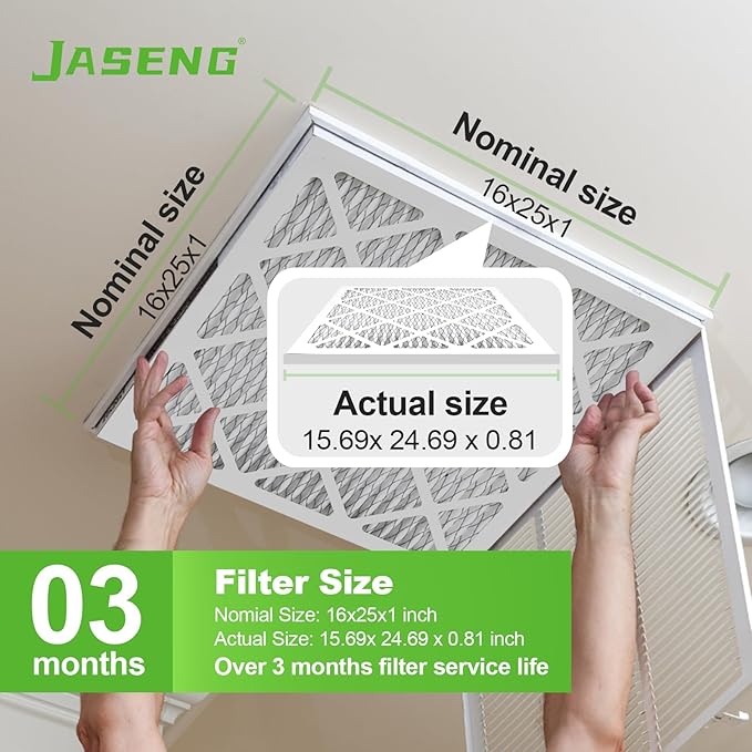 Furnace Filters 16x25x1 MERV 8, MPR 600, 2 Pack Air Filter for HVAC/AC Furnace - Actual Size: 15.75"x24.75"x0.75"