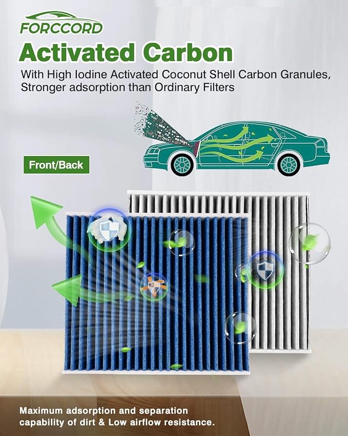 2-Pack HEPA Cabin Air Filter Fits for Hyundai/Kia Captiva sport equinox Terrain Vue Santa Fe Sedona Activated Carbon Cabin Filter Replacement CF11819 CP819 Car Accessories