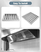 Hood Filters 430 Stainless Steel 19.5W x 19.5H Inch, 7 Grooves Commercial Hood Filters, Commercial Kitchen Range Hood Filter for Grease Rated Commercial Kitchen Exhaust Hoods, 6 Pack
