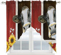 Cows Sunflowers Swag Valances for Windows, Rustic Farms Barns Flowers Bees Animals Rod Pocket Kitchen Curtains Valance, Small Window Curtains Swag for Cafe Bathroom Living Room, 2 Panels, 36x36 inch