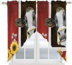 Cows Sunflowers Swag Valances for Windows, Rustic Farms Barns Flowers Bees Animals Rod Pocket Kitchen Curtains Valance, Kitchen Window Curtains Swag for Cafe Bathroom Living Room, 2 Panels, 36x63 inch