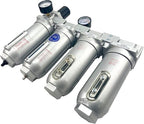 4 STAGE SUPER DUTY INDUSTRIAL GRADE ULTRA CLEAN FILTER REGULATOR COALESCING DESICCANT DRYER SYSTEM FOR COMPRESSED AIR LINES METAL BOWLS GREAT FOR PAINT SPRAY AND PLASMA CUTTER (1"NPT AUTO DRAIN)