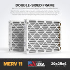 BNX TruFilter 20x25x4 Air Filter MERV 11 (20.50’’ x 25.18’’ x 4.00‘’ (Compatible with Aprilaire 210) (2-Pack) MADE IN USA Furnace Filters HVAC AC Furnace Filters for Allergy Dust, Pet, MPR 1200 FPR 7