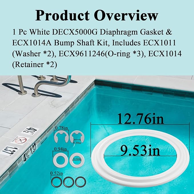 Diaphragm Gasket, Fit for Hayward Perflex DECX5000G, EC40AC,EC50,EC50C,EC50A,EC50AC Series Extended DE Filter, W/ECX1014A Bump Shaft Kit ECX1011 ECX9611246 ECX1014, Part NO. HAY-051-1507,EC-50C,EC-40C