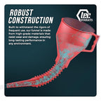 TEC Products FlexAll Long Flexible Funnels - Automotive Oil Funnel with Hose, Durable Nitrile Rubber for Oil Change, Transmission Funnel Fluid, Diesel, Fuel, Gas - Made in USA - Red (16 x 5 Inches)