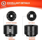BLACKROBOT 24mm Low Profile Oil Filter Socket, 3/8" Drive 6-Point Oil Filter Cap Remover and Installer Tool, Chrome Vanadium Steel