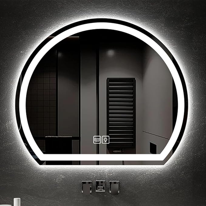 Bathroom Mirror with 3 Colour LED Lights, Lighted Bathroom Makeup Wall Mounted Mirror with Demister Pad, Touch Switch Mirror for Entryway, Bathroom, Vanity(23.6"/60cm)