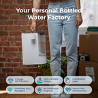 Bluevua RO100ROPOT-Travel Reverse Osmosis System Countertop Water Filter, Compact 6-Stage Filtration with UV, Includes Glass Bottle, Portable Water Purifier for Home & Travel, White