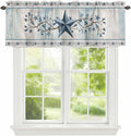 Blue Texas Star Valances for Windows, Vintage Star Berry Blue Beige Wood Grain Kitchen Valance Light Filtering Rod Pocket Short Curtains for Kitchen Bathroom, 1 Panel, 42"x18"
