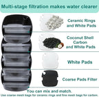16 Packs Aquarium Filter Media Kit Compatible with MarineLand Magniflow Canister Filters C-360 and 400, Includes Activated Carbons, Ceramic Rings, Sponge Filters and Filter Pads
