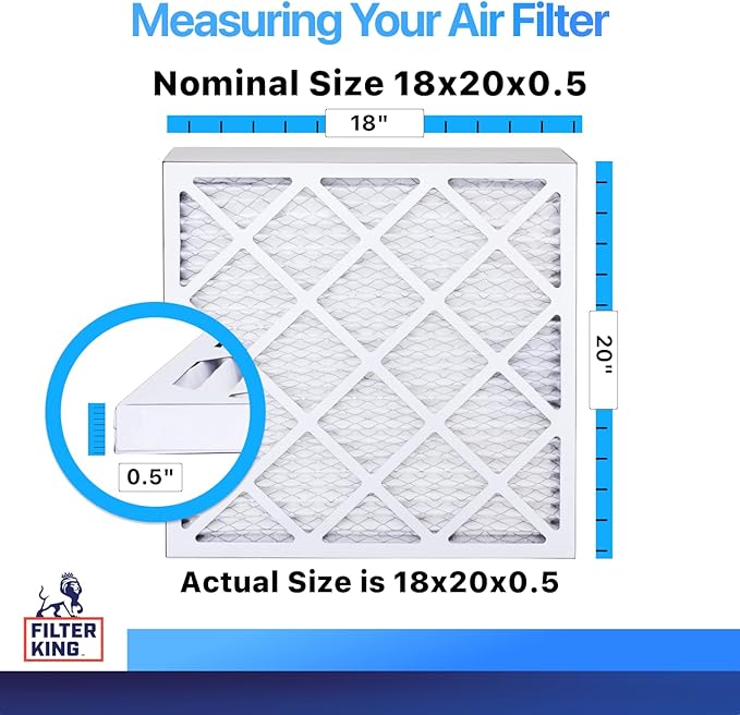 Filter King 18x20x0.5 Air Filter | 4-PACK | MERV 8 HVAC Pleated A/C Furnace Filters | MADE IN USA | Actual Size: 18 x 20 x 0.5"