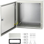 VEVOR NEMA Steel Enclosure, 16 x 16 x 6'' NEMA 4X Steel Electrical Box, IP66 Waterproof & Dustproof, Outdoor/Indoor Electrical Junction Box, with Mounting Plate