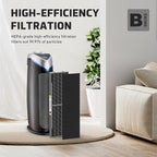 Filter B Smoke Clear HEPA Replacement Compatible with AC4825 AC4300 AC4800 AC4900 AC4850, 4 True HEPA Filters & 12 Activated Carbon Pre-Filters, FLT4825SM, Black/Gray