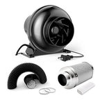 InfiniPower 195 CFM Inline Ventilation Fan 4" Air Carbon Filter and 4 Inch 8 Feet Black Ducting, Combo for Grow Tent, Greenhouse, Kitchen, Basement