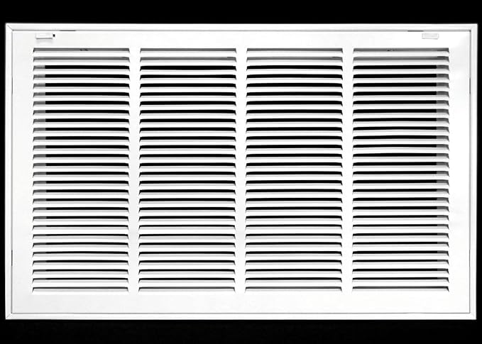 24" X 16 Steel Return Air Filter Grille for 1" Filter - Removable Face/Door - HVAC Duct Cover - Flat Stamped Face - White [Outer Dimensions: 26.5 X 17.75]