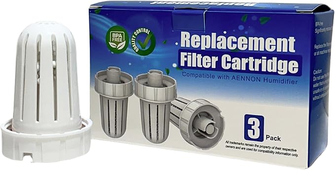 Nispira Mist Demineralization Cartridge Filter Replacement Compatible with Aennon Cool Mist Ultrasonic Humidifier | Prevents Mineral Deposit Hard Water White Dust | Pack of 6
