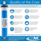 APPLIED MEMBRANES INC. 50 GPD Reverse Osmosis Membrane | RO Membrane Water Filter Replacement for Reverse Osmosis Water Filtration System | 1.8” x 12” Universal Compatibility | Made in USA