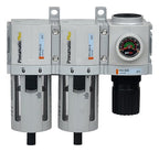 PneumaticPlus PPC3C-N02G Compressed Air Drying System- Particulate Air Filter, Coalescing Filter & Air Pressure Regulator Combo 1/4" NPT (High Flow), Poly Bowl with Guard, Manual Drain