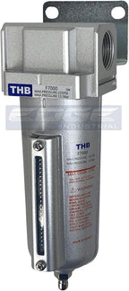 HEAVY DUTY INDUSTRIAL RATED HIGH FLOW PARTICULATE FILTER, IN-LINE WATER TRAP FOR COMPRESSED AIR LINE SYSTEMS, 5 MICRON WITH METAL BOWL (1/2" NPT, 5oz)