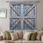 Farmhouse Wood Grain Living Room Curtains 84 Inch Length, Window Curtains Tab Top, Vintage Country Barn Gate Textured Light Filtering Window Treatments Drapes 52"x84" 2 Panel