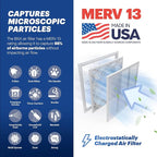 BNX TruFilter 16x20x1 Air Filter MERV 13 (6-Pack) - MADE IN USA - Electrostatic Pleated Air Conditioner HVAC AC Furnace Filters for Allergies, Pollen, Mold, Bacteria, Smoke, Allergen, MPR 1900 FPR 10