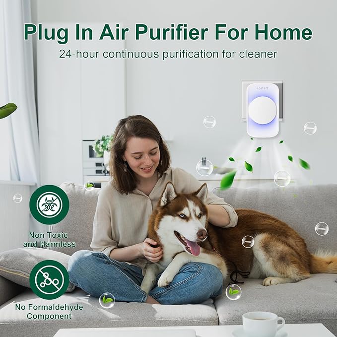 Air Ionizer for Home(4 pack), Ionic Air Purifier Plug in with 6 Carbon Fiber Tips, Ultra Quiet Portable Air Cleaner for Kitchen Bedroom Office Bathroom,Energy Efficient with Blue/Warm White Mood Light