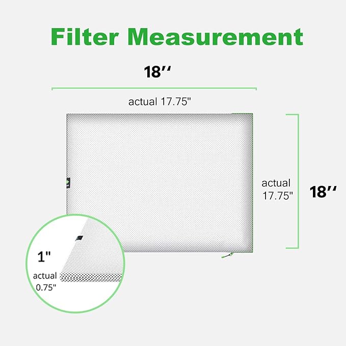 Reair 18x18x1 Extra Replacement Filter without Frame, Washable and Reusable Air Filter 18x18x1 for AC HVAC Furnace, MERV 8 Air Filters Machine Washable, AC Furnace Air Filter without Frame