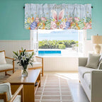 Easter Curtain Valances for Windows, Kitchen Valance Window Treatment, Spring Eggs Rabbit Ear Flowers Wooden Grain Light Filtering Block Curtains for Bathroom/Bedroom/Living Room 60'' x 18''